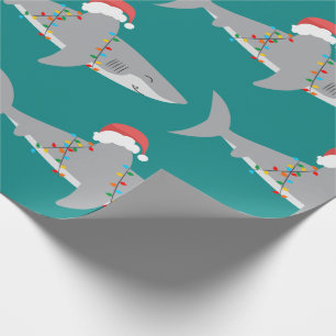 Papel De Regalo Divertidos Navidades de tiburones envueltos en pap