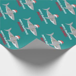 Papel De Regalo Divertidos Navidades de tiburones   Nombre