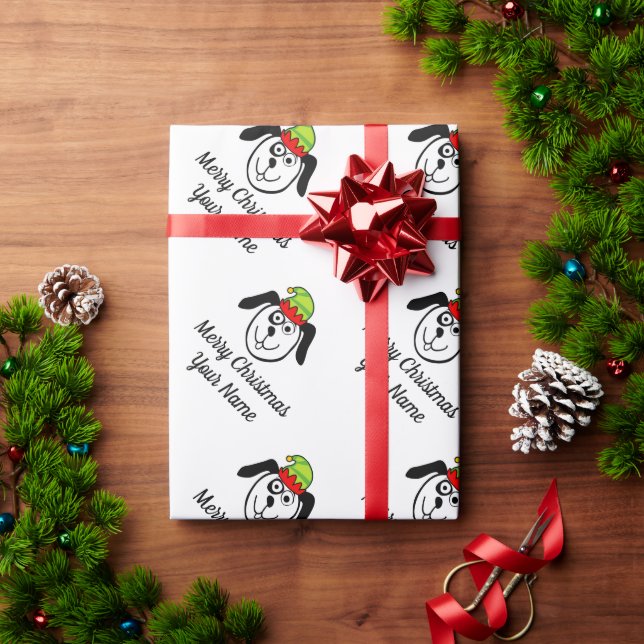 Papel De Regalo Divertidos personalizados elfos de perro Navidades (Regalo de vacaciones)