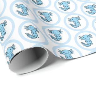 Papel De Regalo Divi squad de ajolotes azules lindos y divertidos 