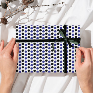 Papel De Regalo Diviértete con patrón de lunares negro y azul