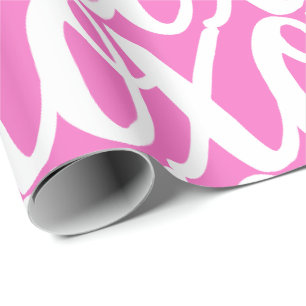 Papel De Regalo Diviértete con patrón divertido de rosa y blanco