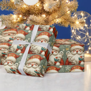 Papel De Regalo Diviértete con Santa Cute y Pajarito