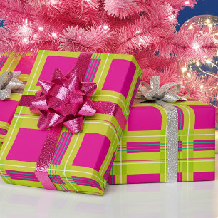 Papel De Regalo Diviértete con Tartán Escocés Brillante Rosa Calie