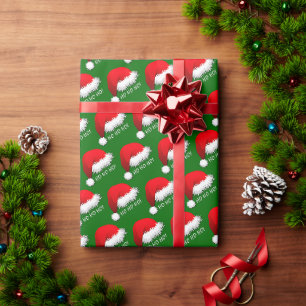 Papel De Regalo Diviértete Gorro Rojo de Papá Noel HOHOHO en Verde