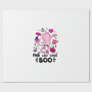 Papel De Regalo Diviértete Halloween Gato Rosa Fantasma haciendo M