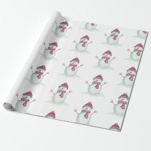 Papel De Regalo Diviértete Hombre de Nieve Navidad