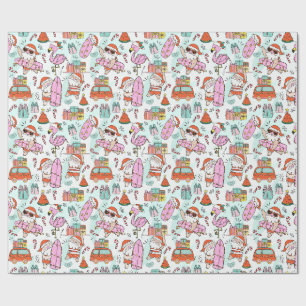 Papel De Regalo Diviértete Santa de Navidad Tropical