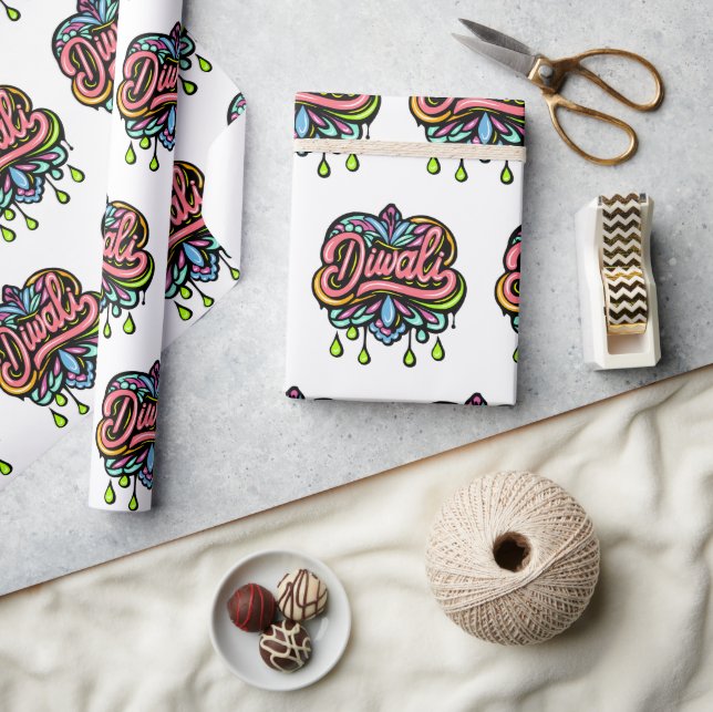Papel De Regalo Diwali Colorful Hearts (Artesanía)