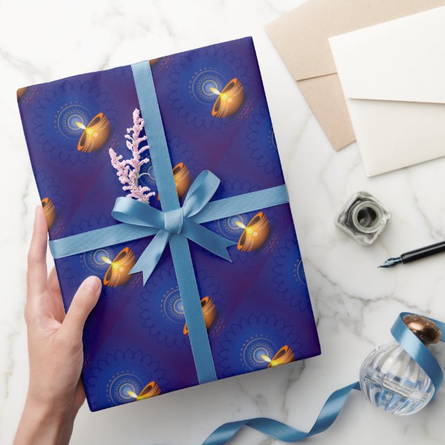 Papel De Regalo Diwali con Diya (Regalar)