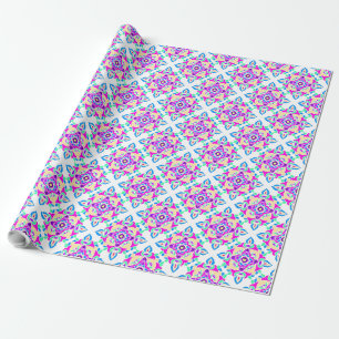 Papel De Regalo Diwali Giftwrap: Patrón de Rangoli Blanco, Rosa