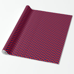 Papel De Regalo DIY BG Azul Marino LG Patrón Chevron ZigZag Rojo
