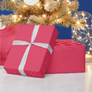 Papel De Regalo DIY Color Pequeño Preppy Raya Rosa Caliente Rojo
