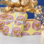 Papel De Regalo DIY Merry Christmas & Name, Cute Dog, Palau Yellow<br><div class="desc">Di "Feliz Navidad" con este lindo perro y árbol,  o cambia tu foto. Personalice el nombre y el mensaje; texto blanco y amarillo en fondo amarillo pálido. Haga clic en "Personalizar" para cambiar colores y estilos de tipo.</div>