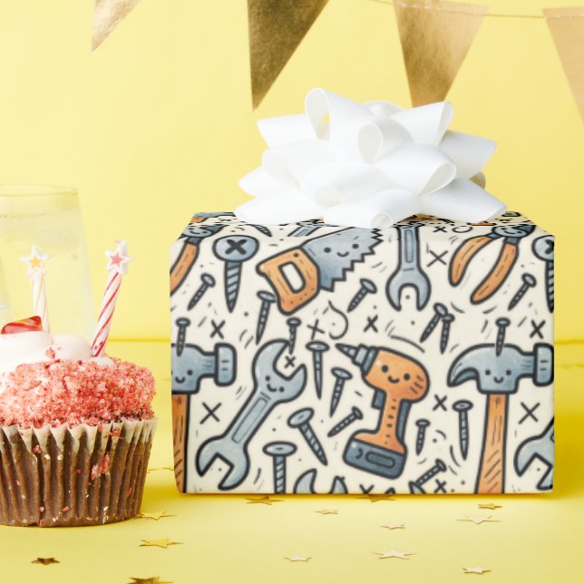 Papel De Regalo DIY Tools Cartoon Kawaii Art (Fiesta de cumpleaños )