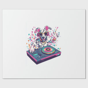 Papel De Regalo DJ Dálmata � Fiesta Rave EDM Perro