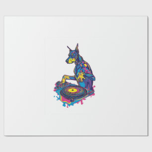 Papel De Regalo DJ Doberman - Fiesta Club Vibe Perro