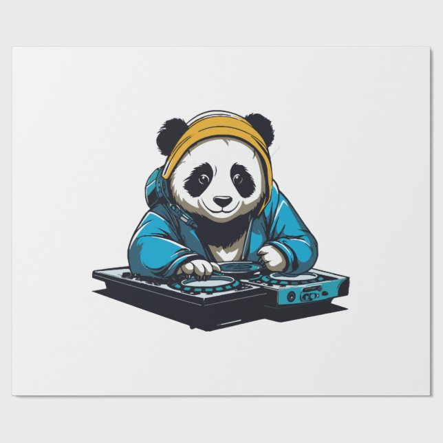 Papel De Regalo DJ Kawaii Panda (Superficie plana)