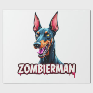 Papel De Regalo Dóberman Dobie Doby Dobermann Perro Zombie Hallowe