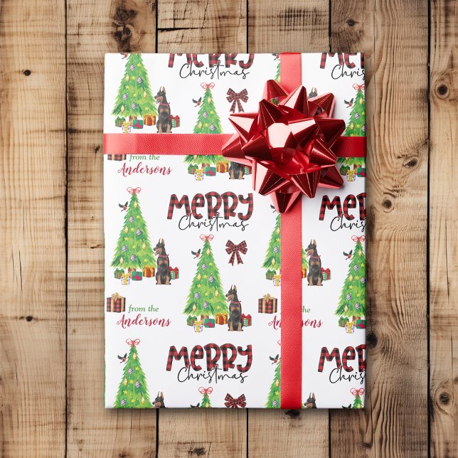 Papel De Regalo Doberman Pinscher, Bird and Christmas Tree (Subido por el creador)