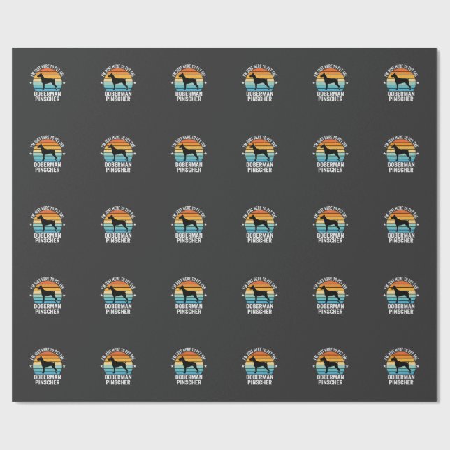 Papel De Regalo Doberman Pinscher Retro Acaricia (Superficie plana)