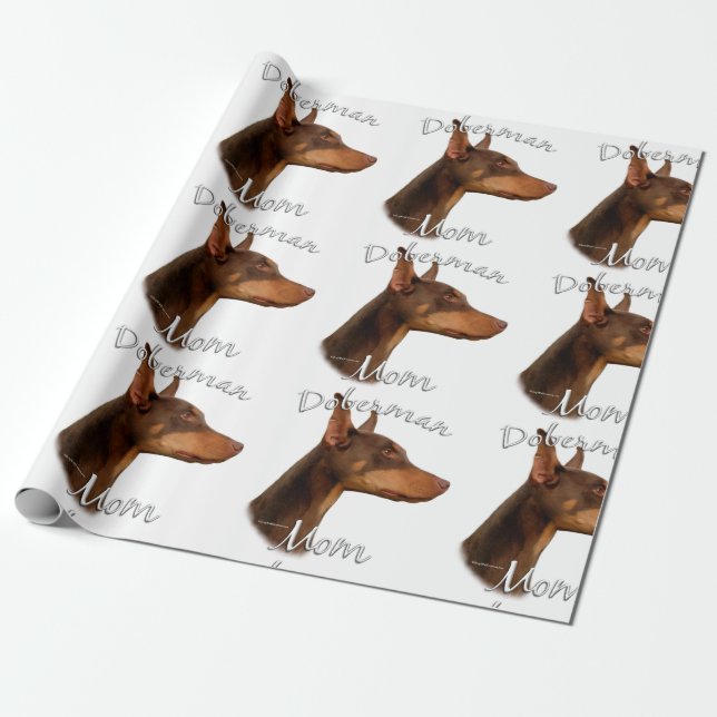 Papel De Regalo Doberman Pinscher (rojo) Mamá 2 (Desenrollado)