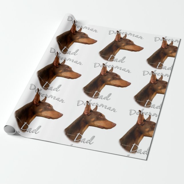 Papel De Regalo Doberman Pinscher (rojo) Papá 2 (Desenrollado)