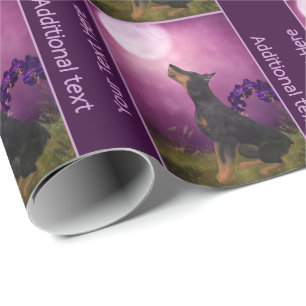 Papel De Regalo Doberman Purple Moon Fantasy Dog Art Personalizado