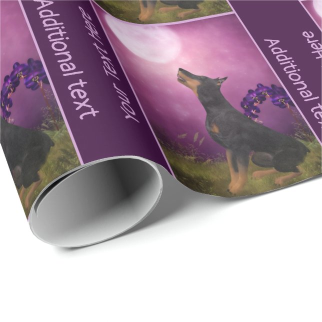 Papel De Regalo Doberman Purple Moon Fantasy Dog Art Personalizado (Esquina del rollo)