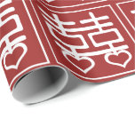 Papel De Regalo Doble felicidad Boda chino detalle del corazón V1<br><div class="desc">Doble felicidad o hai .. bodas tradicionales chinos símbolo .. impresionante papel envoltorio / envolver de regalo rollo de detalles rojos y blancos .. envoltura de regalo de boda a medida .. productos de diseño boda de Ricaso</div>