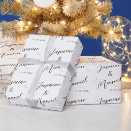 Papel De Regalo Doble nombre de corazón regalo blanco