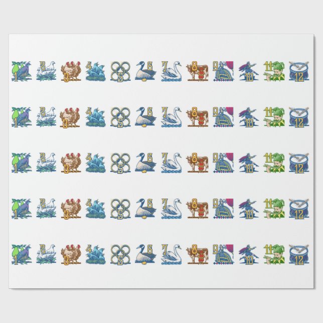 Papel De Regalo Doce días de navidad (Superficie plana)