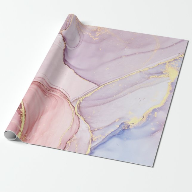 PAPEL DE REGALO DOCUMENTO DE RAPAS DE ORO LILAC ABSTRACT (Desenrollado)