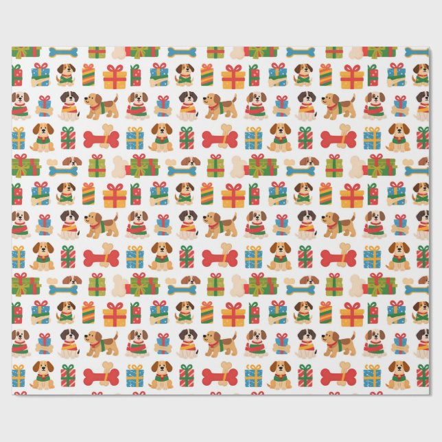 Papel De Regalo Dog And Bone Colourful Gift Christmas (Superficie plana)