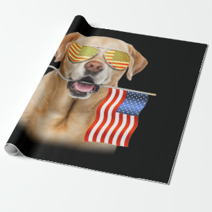 Papel De Regalo Dog Lover   Bandera estadounidense de Labrador Ret