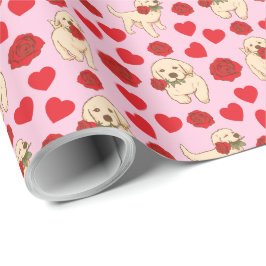 Papel De Regalo Dog Lover Valentine Gift Wrapping Paper - Pink