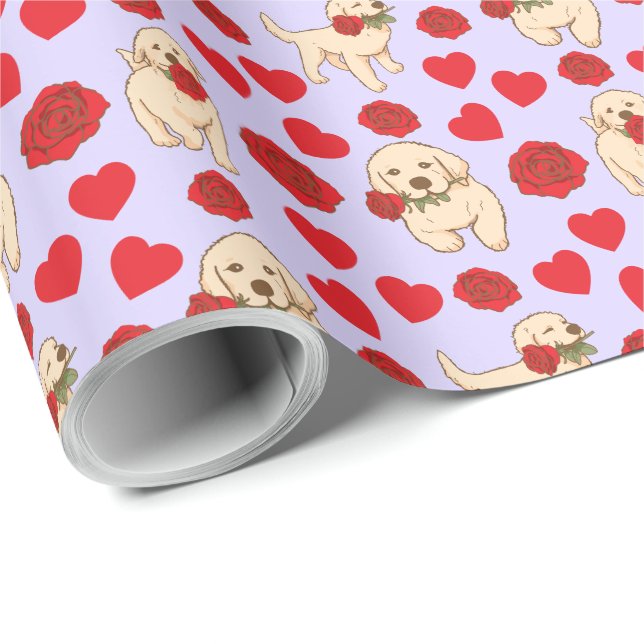 Papel De Regalo Dog Lover Valentine Gift Wrapping Paper - Purple (Esquina del rollo)