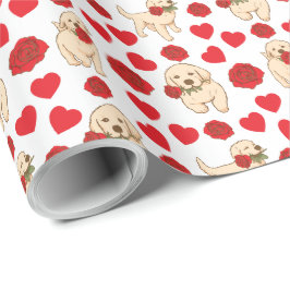 Papel De Regalo Dog Lover Valentine Gift Wrapping Paper - White