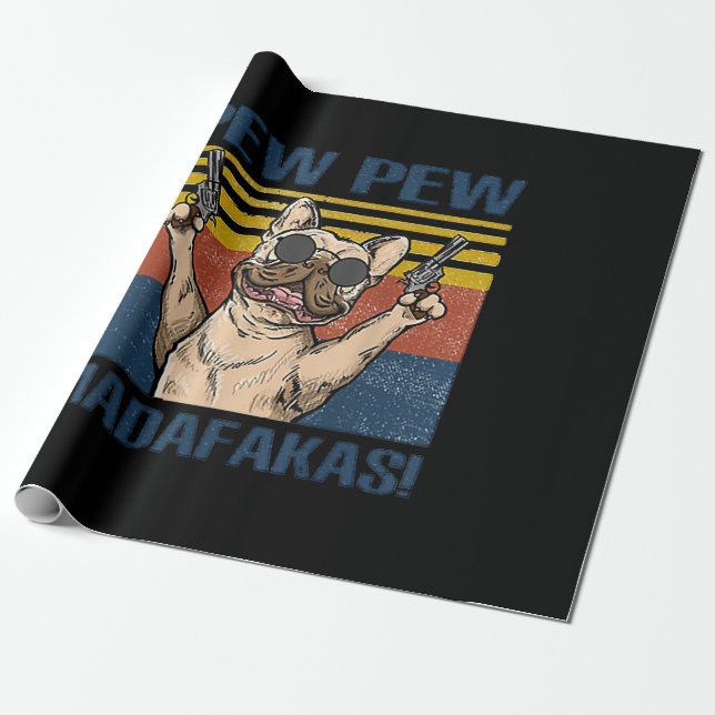 Papel De Regalo Dog Lovers | Bulldog Pew Pew Madafakas (Desenrollado)