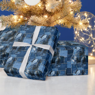 Papel De Regalo Dog Patchwork Art Denim