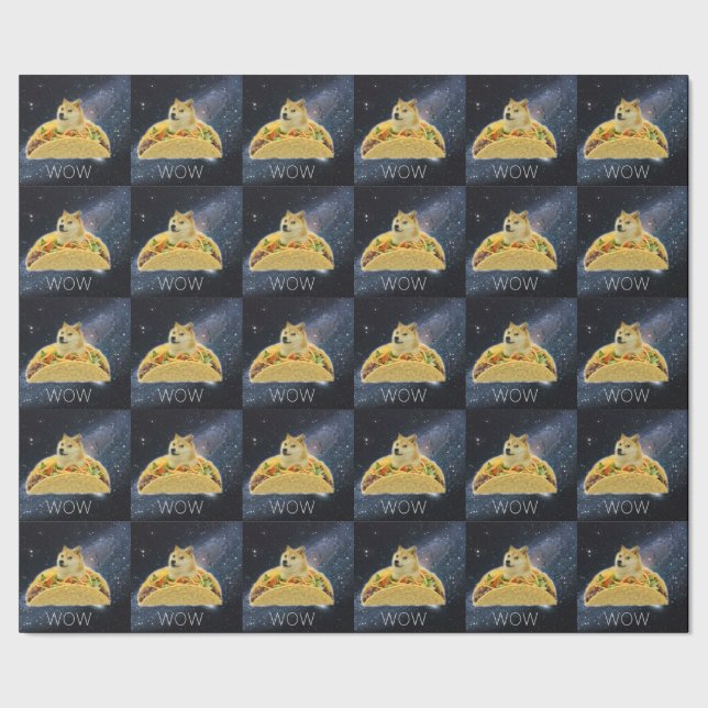Papel De Regalo doge space taco meme wrapping paper (Costura)