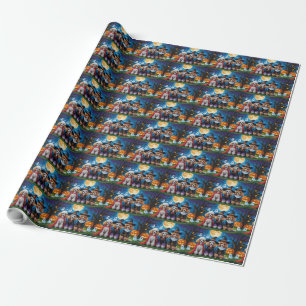 Papel De Regalo Dogos de caniche Calabaza Halloween Gracioso