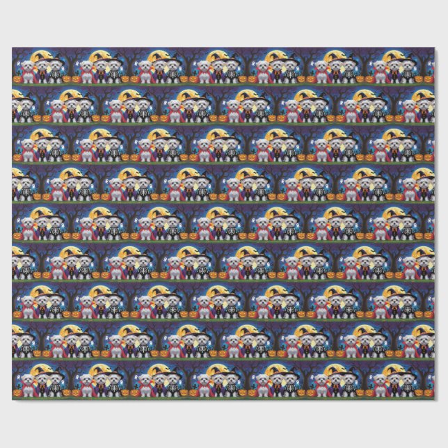 Papel De Regalo Dogs malteses Calabaza Halloween Divertido (Superficie plana)