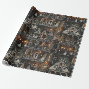 Papel De Regalo Dollshouse gótica victoriana con muñecas en