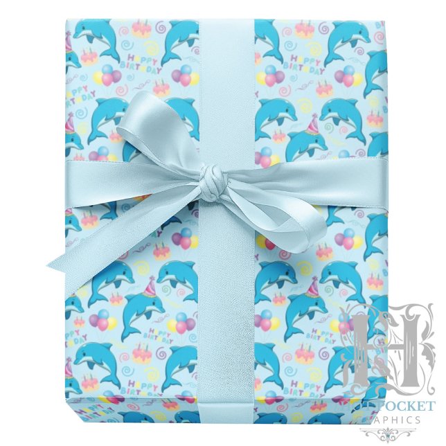 Papel De Regalo Dolphin Birthday Gift Wrapping Paper in Blue (Subido por el creador)