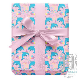 Papel De Regalo Dolphin Birthday Gift Wrapping Paper in Pink