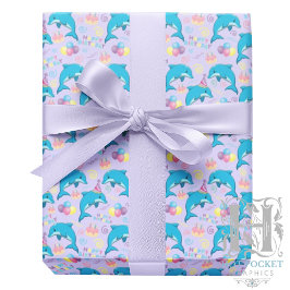 Papel De Regalo Dolphin Birthday Gift Wrapping Paper in Purple