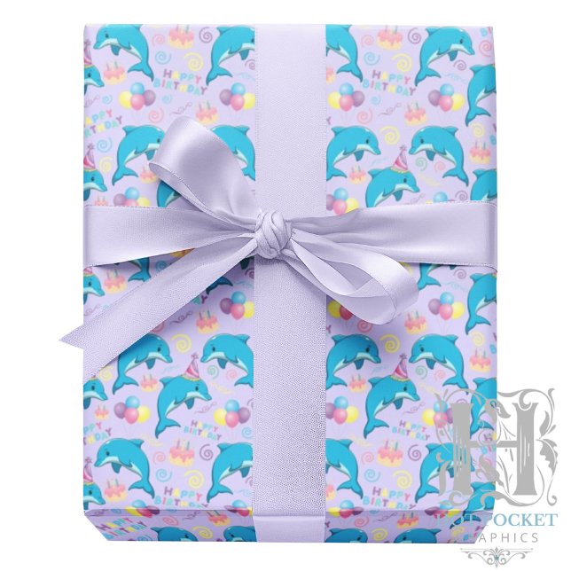 Papel De Regalo Dolphin Birthday Gift Wrapping Paper in Purple (Subido por el creador)