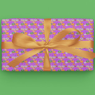 Papel De Regalo Dona de acuarela Delicioso Feliz Halloween Caramel