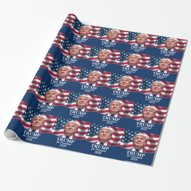 Papel De Regalo Donald Trump 2020 - Bandera estadounidense ondeand (Desenrollado)